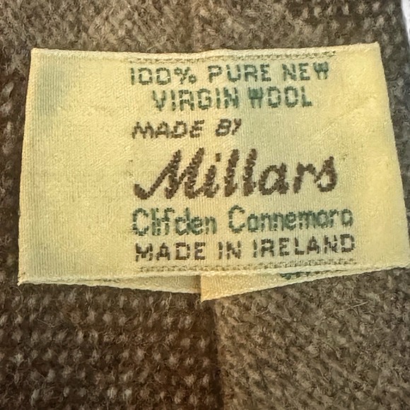 Vintage Millars Mens Brown/Beige Wool Striped Necktie Made In Ireland - Picture 2 of 5
